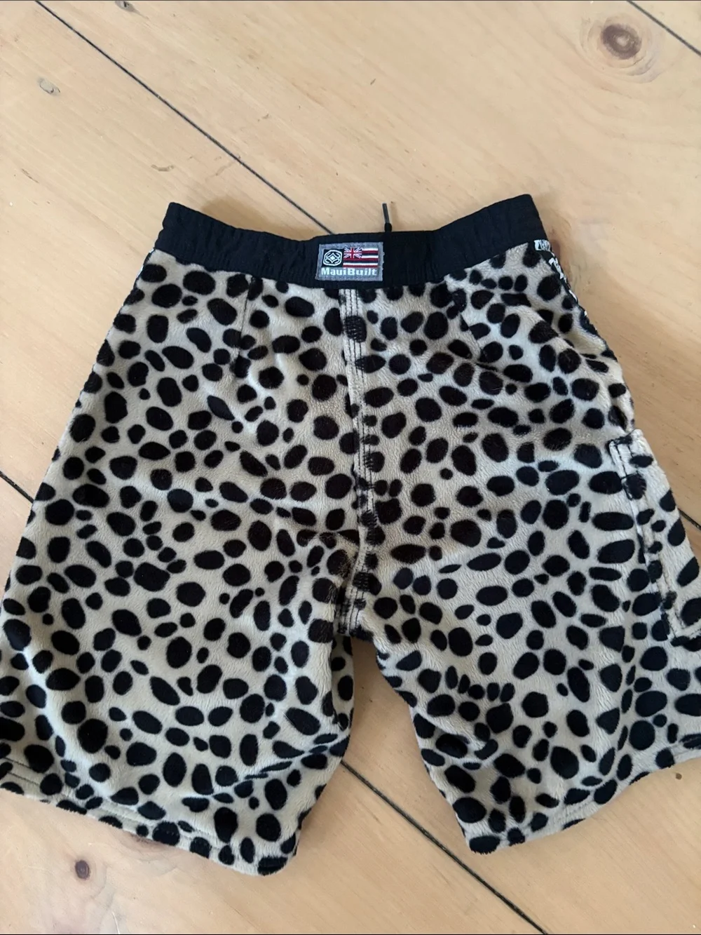 Kids Leopard Print Swim Trunks in Beige and Black- size 22